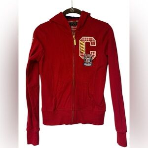 Coogi Red Zip-Up Hoodie Embroidered Logo